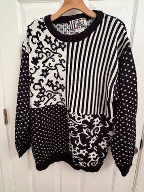 Forenza Vintage Black and White Sweater 80's / 90's size L